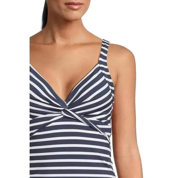 Tommy Bahama Coastline Tankini Top Women's Medium Navy Striped Swimwear JZZ938 - Picture 9 of 10